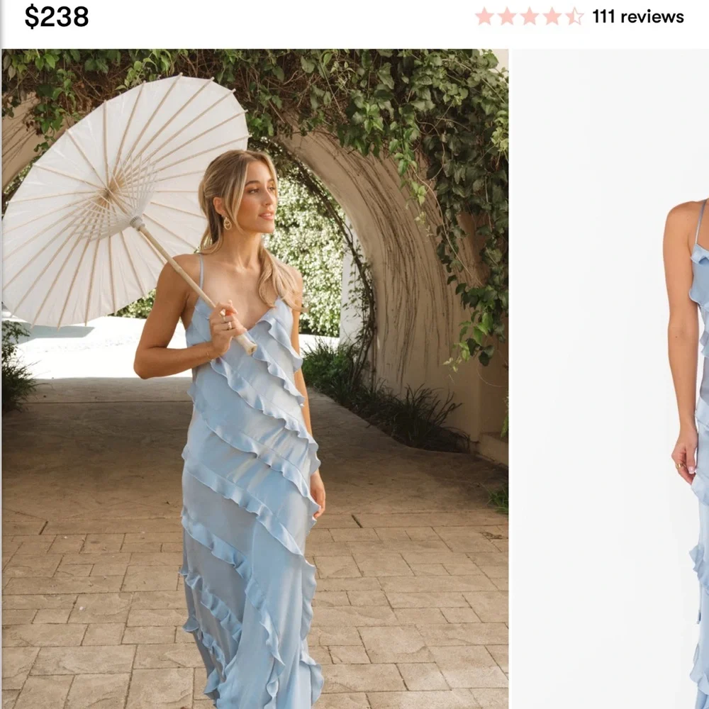 Show Me Your MuMu Light Blue Luxe Satin Bridesmaid Dress - Picture 1 of 5